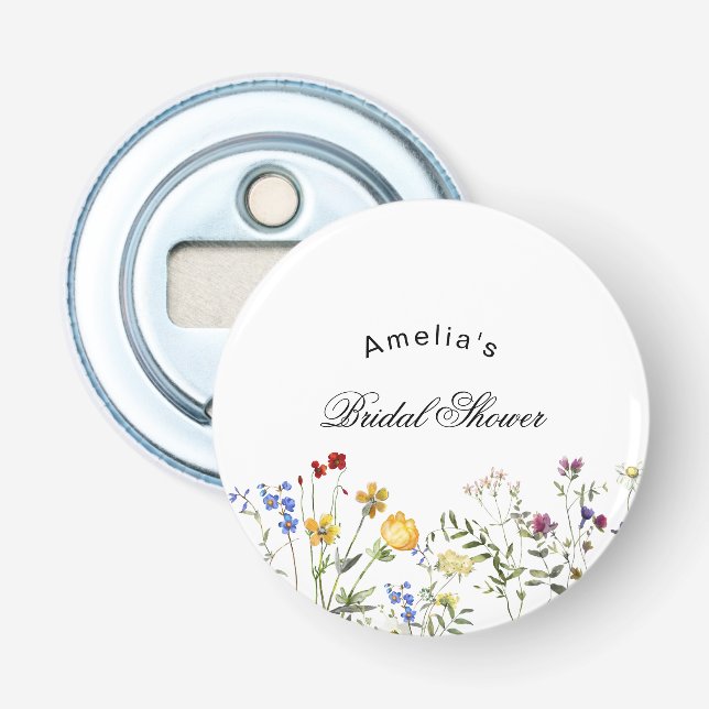 Minimalist Wildflower Bridal Shower Flaschenöffner (Vorderseite)