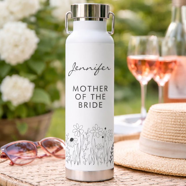 Minimalist Wildflower Mother of the Bride Trinkflasche (Von Creator hochgeladen)