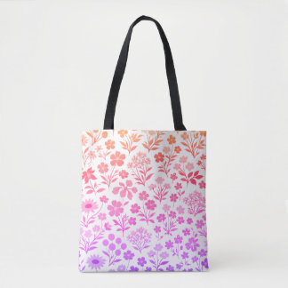 Minimalist Wildflower Seamless Pattern on White  Tasche