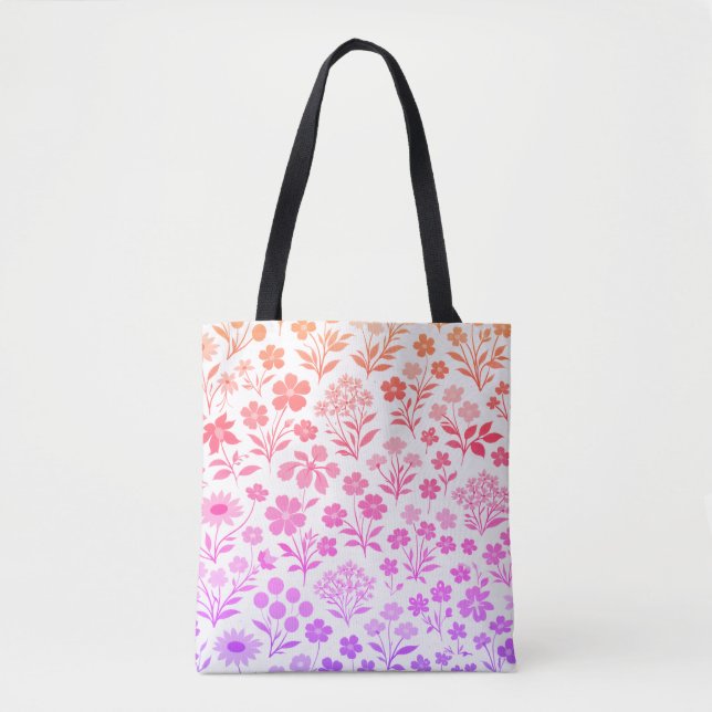 Minimalist Wildflower Seamless Pattern on White  Tasche (Vorderseite)