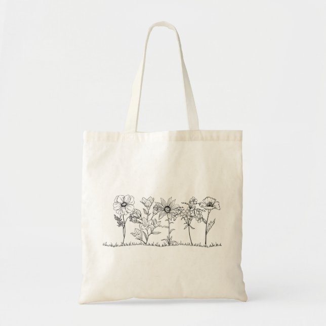 Minimalist Wildflower Tote Bag  (Devant)