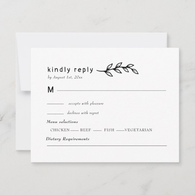 minimalist Wildflower Wreath Folk Rustic Wedding  RSVP Karte (Vorderseite)