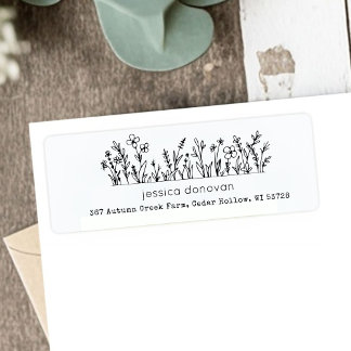 Minimalist Wildflowers Rustic Return Address Label