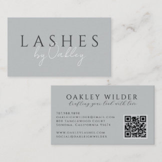 Minimalist Wimperntechnikerin Grauer QR-Code Visitenkarte