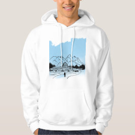 Minimalist Winter Mountain Adventure Hoodie - Snow