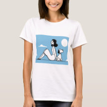 Minimalist Woman and Dog Illustration