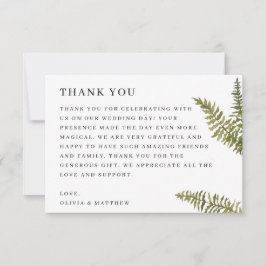 Minimalist Woodland Nature Wedding | Elegant Fern Dankeskarte