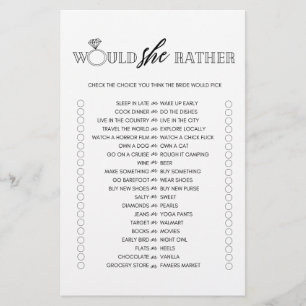 Minimalist 'Would she rather' Junggesellinnenabsch Flyer