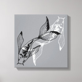 Minimalist Yin Yang Koi Fish Canvas Print Leinwanddruck
