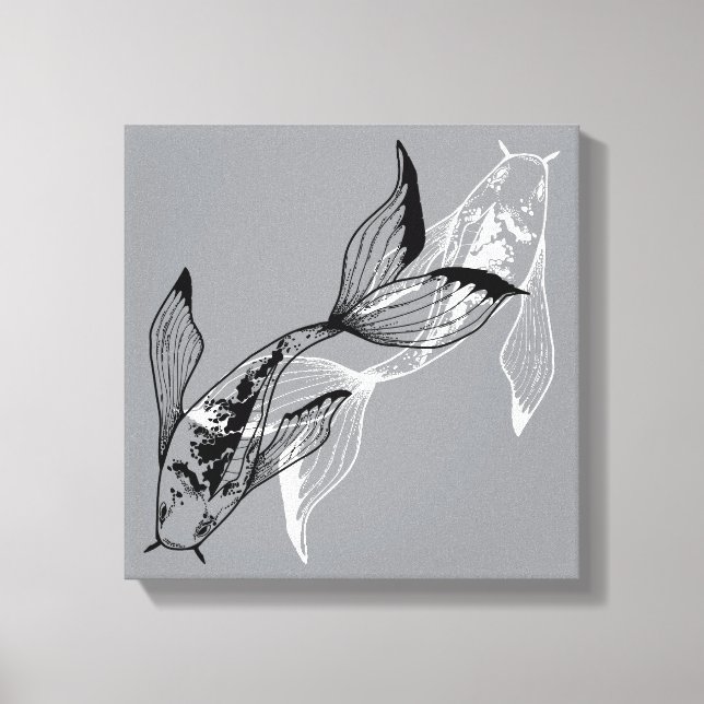 Minimalist Yin Yang Koi Fish Canvas Print Leinwanddruck (Vorderseite)