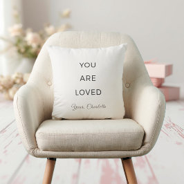 Minimalist You Are Loved Neutral Throw Pillow Kissen