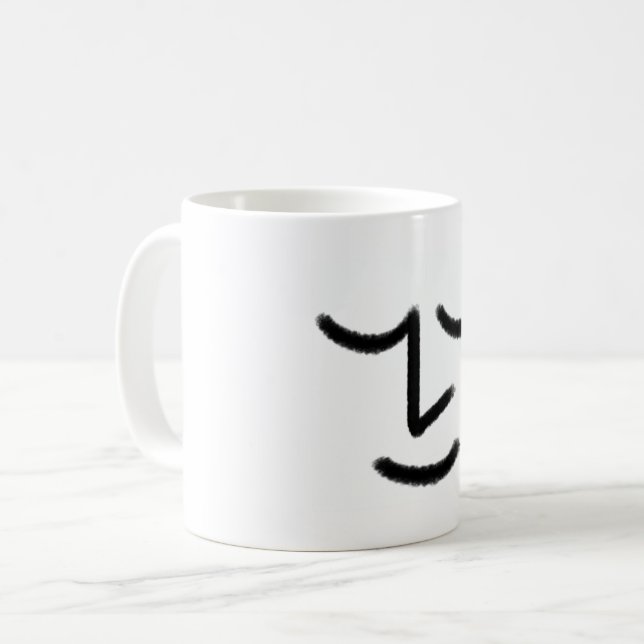Minimalist Zen Face Mug Kaffeetasse (Vorderseite Links)