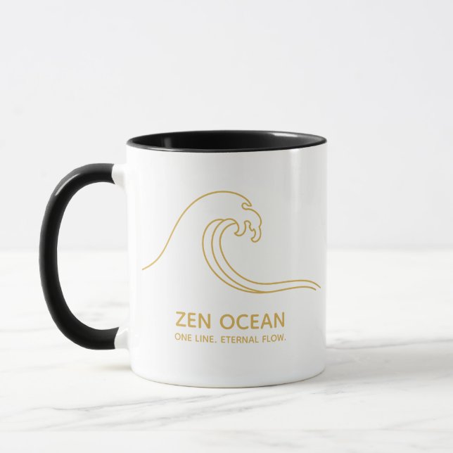 Minimalist Zen Wave | Abstract Ocean Line Tasse (Links)