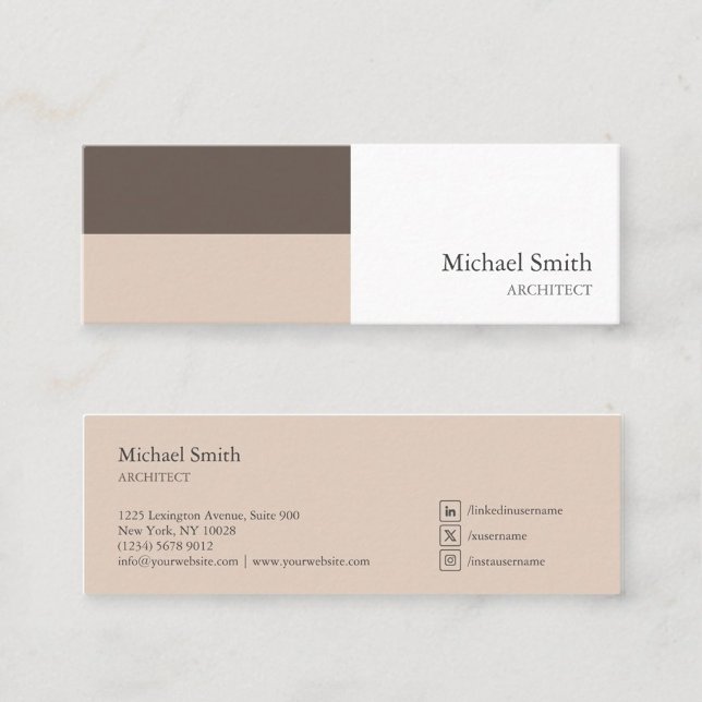 minimalista bloques geométricos marrón elegante mini visitenkarte (Von Creator hochgeladen)