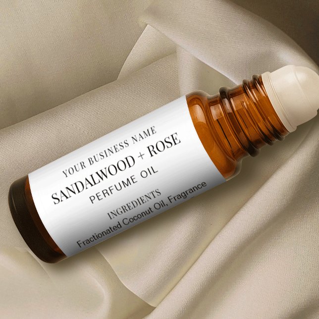 Minimaliste 10ml de parfum Étiquettes de bouteille (Minimalist modern perfume oil roller bottle wraparound label)