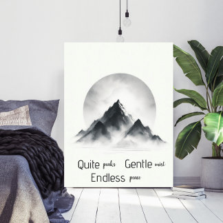 Minimaliste Art Mural Silhouette de Montagne Brume