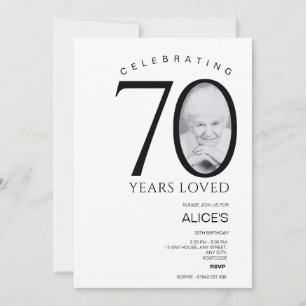 Minimaliste avec Photo 70th Birthday Invitation