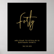 Minimaliste Black Gold Quarty Affiche de bienvenue