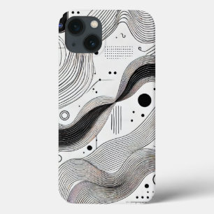 Minimaliste Black White Line iPhone 13 Coque
