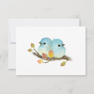 Minimaliste Bluebirds Cartes pour notes blancs de 