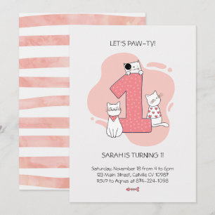 Minimaliste Chat Premier anniversaire Invitation