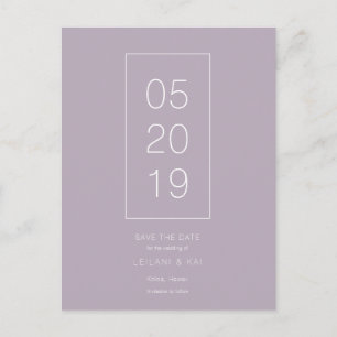 Minimaliste Dusty Lilac Enregistrer la date Carte 