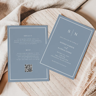 Minimaliste et Chic Bleu Poussiéreux Invitation