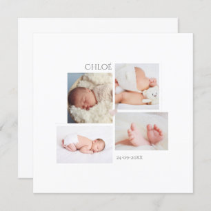 Minimaliste Jahrgang der Naissance Fille-Karten Einladung