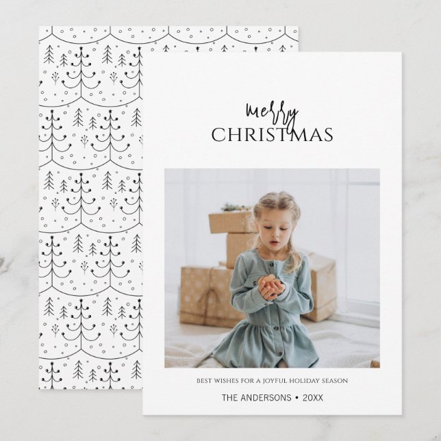 Minimaliste Joyeux Carte photo de Noël (Devant / Derrière)