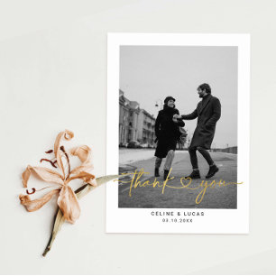 Minimaliste Love Heart Script Mariage Photo Merci 