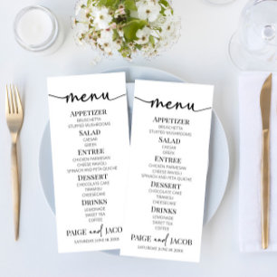 Minimaliste minimaliste Simple Mariage menu