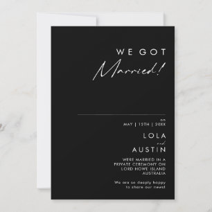 Minimaliste moderne   Faire-part Black Elopement