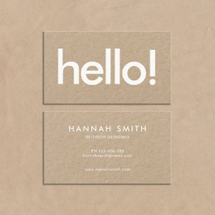 Minimaliste moderne Kraft Hello Carte de visite