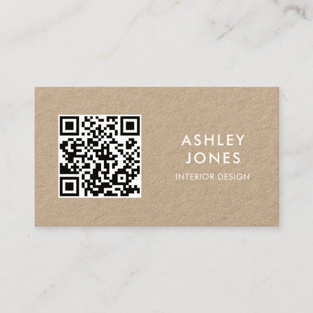 Minimaliste moderne QR Code Kraft Carte de visite (Devant)