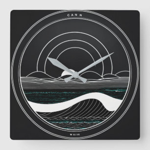 MINIMALISTE OCEAN Wall Clock, Square, Acrylic Quadratische Wanduhr