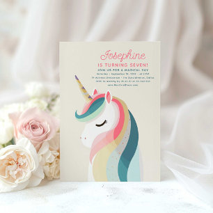 Minimaliste Pastel Unicorn Invitations d'anniversa