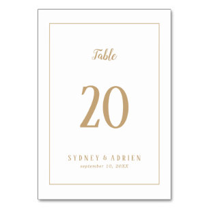 Minimaliste simple Numéros de table Mariage de tra