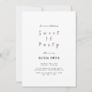 Minimaliste Sweet 16 Invitation d'anniversaire