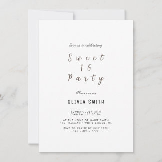 Minimaliste Sweet 16 Invitation d'anniversaire