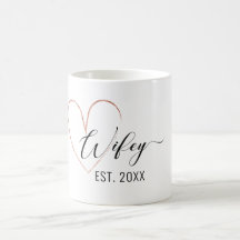 Minimaliste Wifey coeur de feuille d'or Café Mug