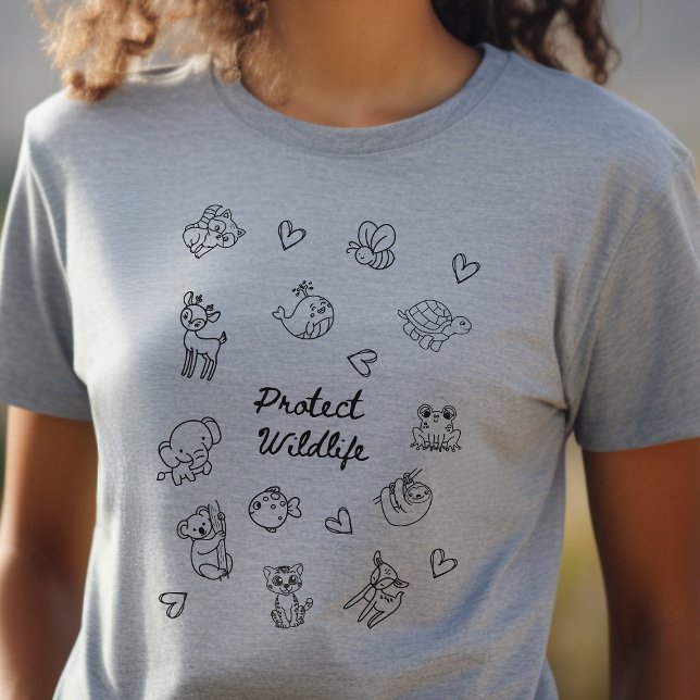 Minimalisti Doodle-Design, Schutz wild lebender Ti Tri-Blend Shirt (Von Creator hochgeladen)