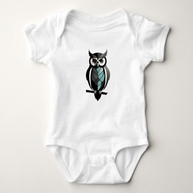 Minimalistic Baby Owl Strampler (Vorderseite)