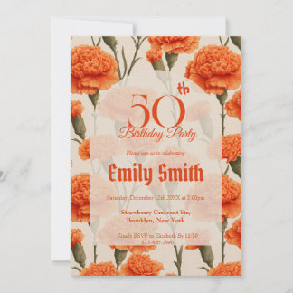 Minimalistic Carnation Luxury Girl’S Birthday Einladung