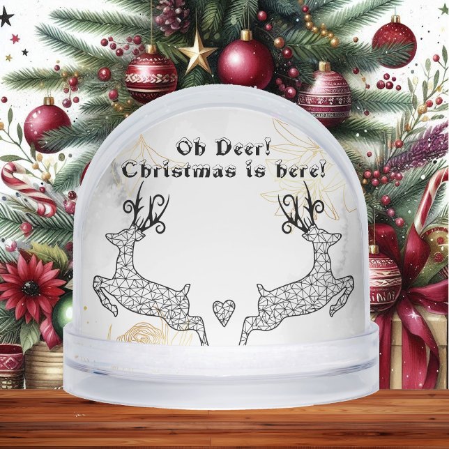 Minimalistic Christmas Reindeers Black White Decor Schneekugeln (Minimalistic Christmas Reindeers Black White Decor Snow Globes)