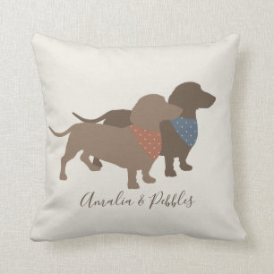 Minimalistic Dackel-Silhouette- und -Hundnamen Kissen