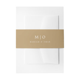 Minimalistic Gold Monogram Wedding Invitation Einladungsbanderole