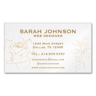 Minimalistic Golden Rose and Leave  Magnetische Visitenkarte