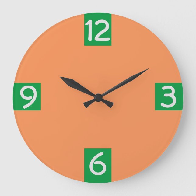 Minimalistic grafische grüne vierteljährliche große wanduhr (Vorderseite)