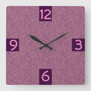 Minimalistic grafische lila vierteljährliche quadratische wanduhr