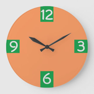 Minimalistic Graphic Green Quarterly digits Große Wanduhr
